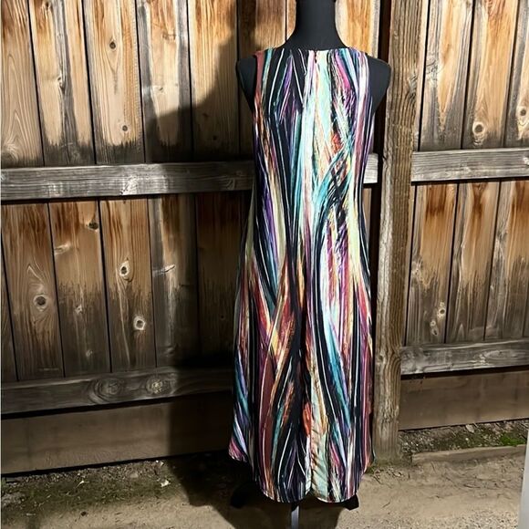 Karen Kane dress knee/midi hi-lo geometric multi-color Small FIRM on PRICE - Picture 5 of 6